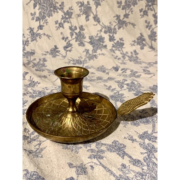 VTG Brass Pineapple Candlestick Holder - Picture 1 of 4